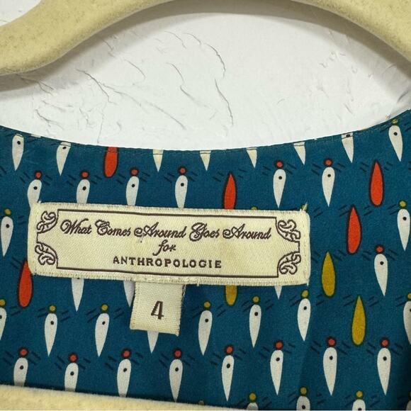 What Comes Around Goes Around Anthro Mixed Print Tiered Mini Dress Womens 4 - Picture 7 of 10